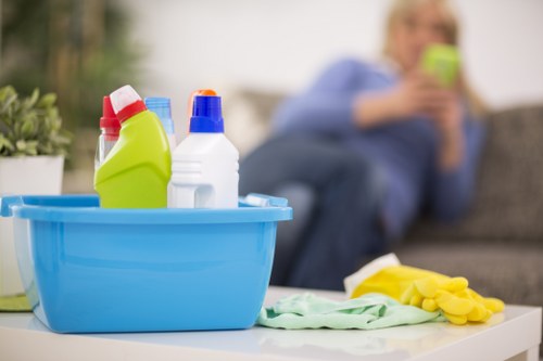 Professional cleaners restoring a refurbished Sutton property after building work