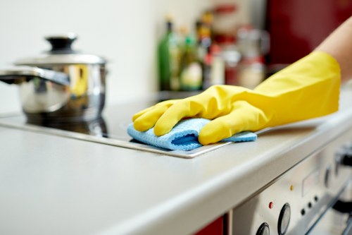 Detailed kitchen after builders clean in Sutton with polished surfaces